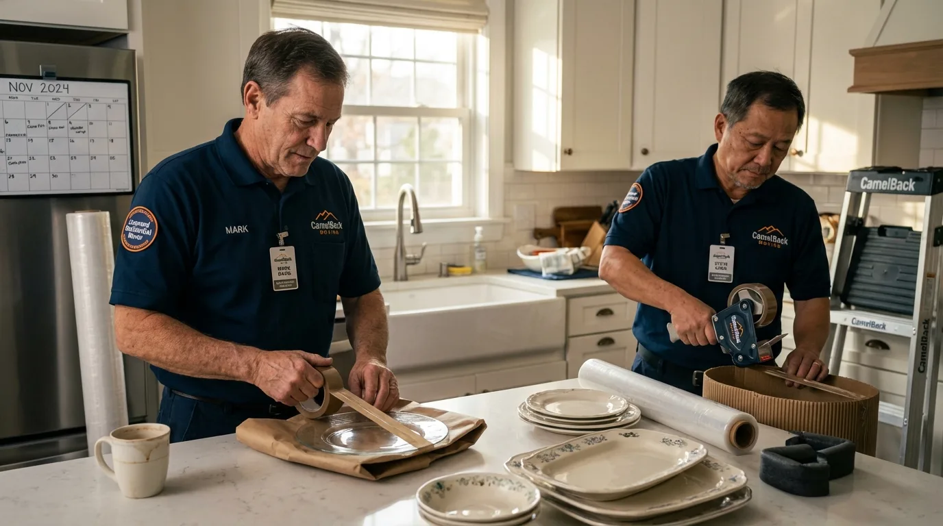Professional crew packing kitchen dishware in Jonestown, MS